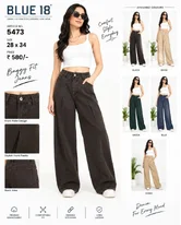 BLUE18 Women's High-Waist Pleated Baggy Fit Jeans Article 5473