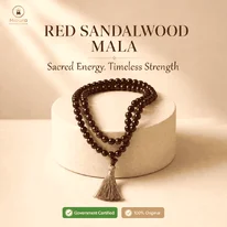 Red Sandalwood Mala Rakta Chandan Govt Lab Certified Mioura Crystals